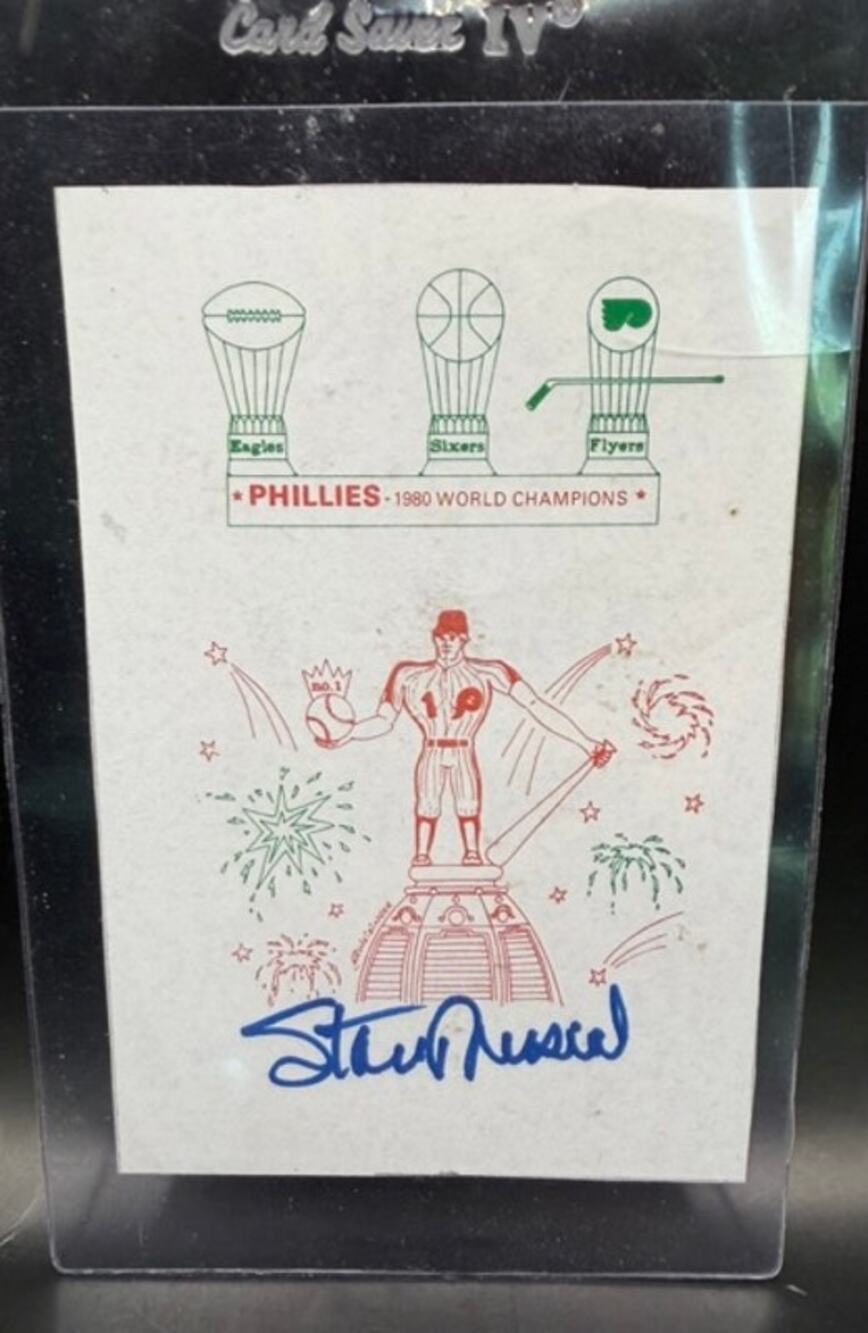 RARE Stan Musial Autographed 1980 Philadelphia Phillies World Champs Cardinals